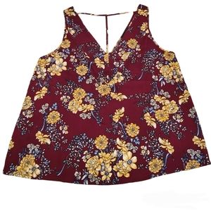 Timing Womens Gameday Maroon & Floral Sleeveless Top/Blouse Size Large
